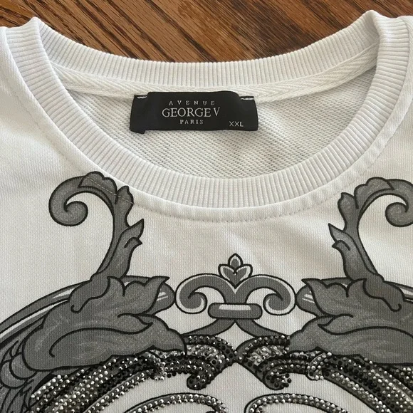 GEORGE V PARIS  Men's White and Black Panther Sweater VINTAGE - Picture 2 of 12